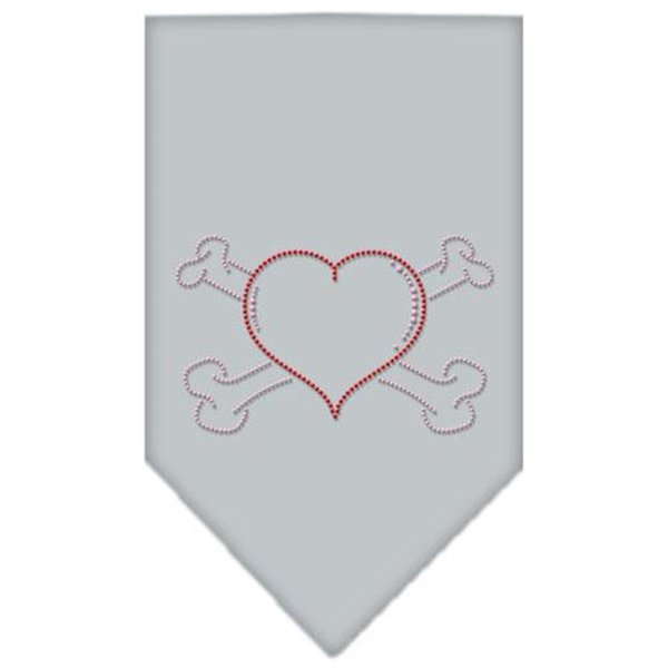 Unconditional Love Heart Crossbone Rhinestone Bandana Grey Small UN849168